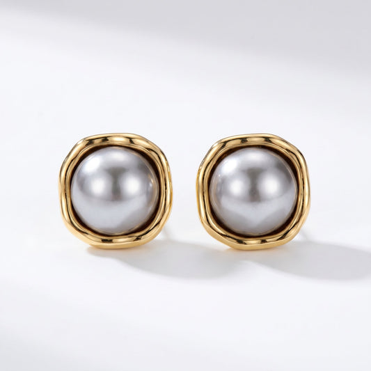 AMELIA - PENDIENTES PERLA DORADA