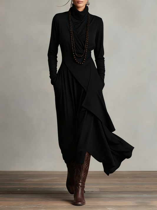 Arielle | Vestido Vintage Asimétrico con Cuello Alto