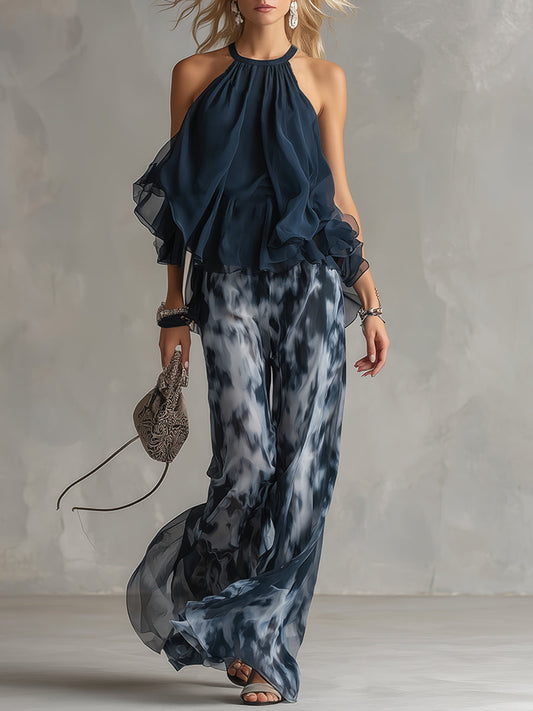 ÉLISE - CONJUNTO HALTER & PALAZZO PARA MUJER