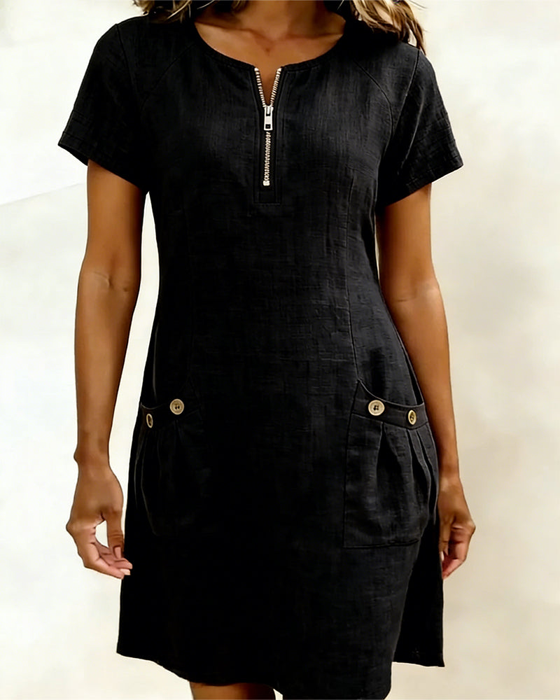 MARCHETTI - VESTIDO DE ALGODÓN CON BOLSILLO DE CREMALLERA