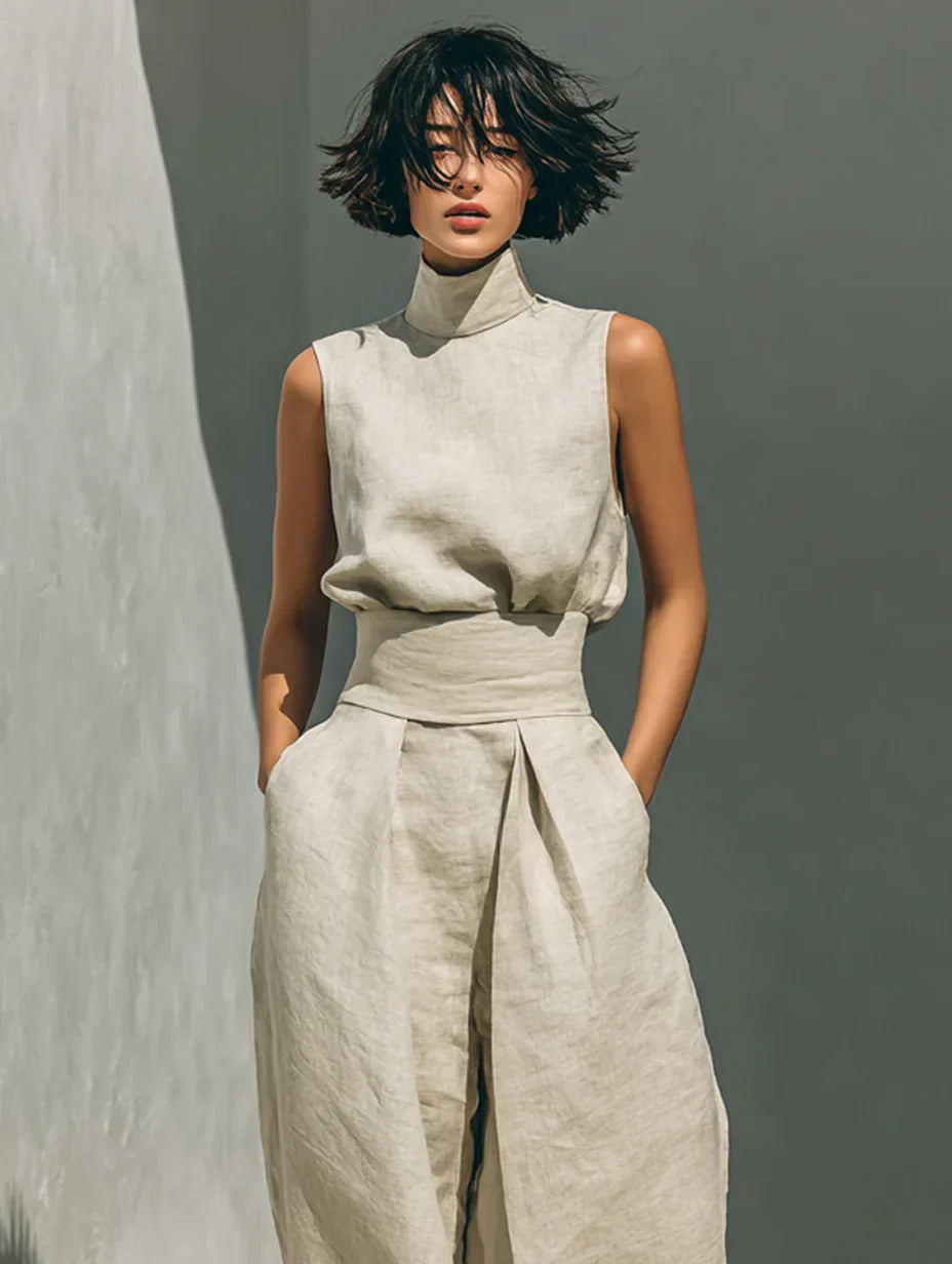 FLOR - CONJUNTO MINIMALISTA DE ALGODÓN Y LINO