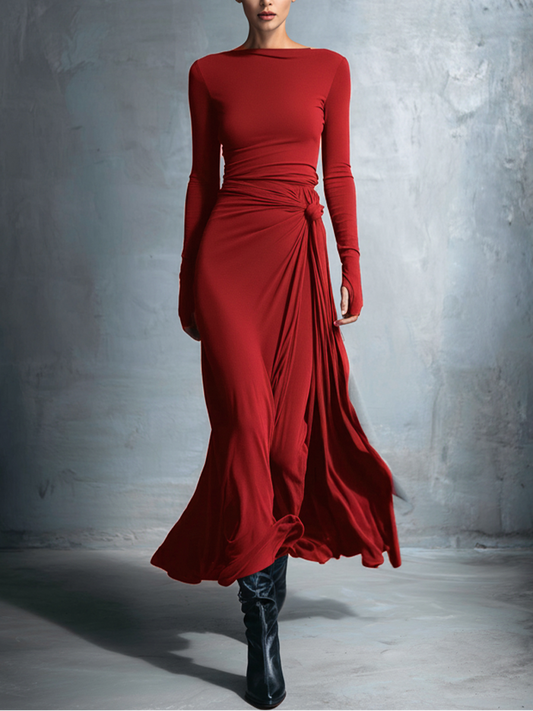 Naomie | Vestido Maxi con Botón Efecto Seda