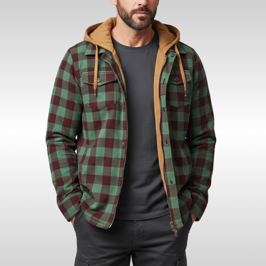 RICHARD - CHAQUETA DE CUADROS CON CAPUCHA