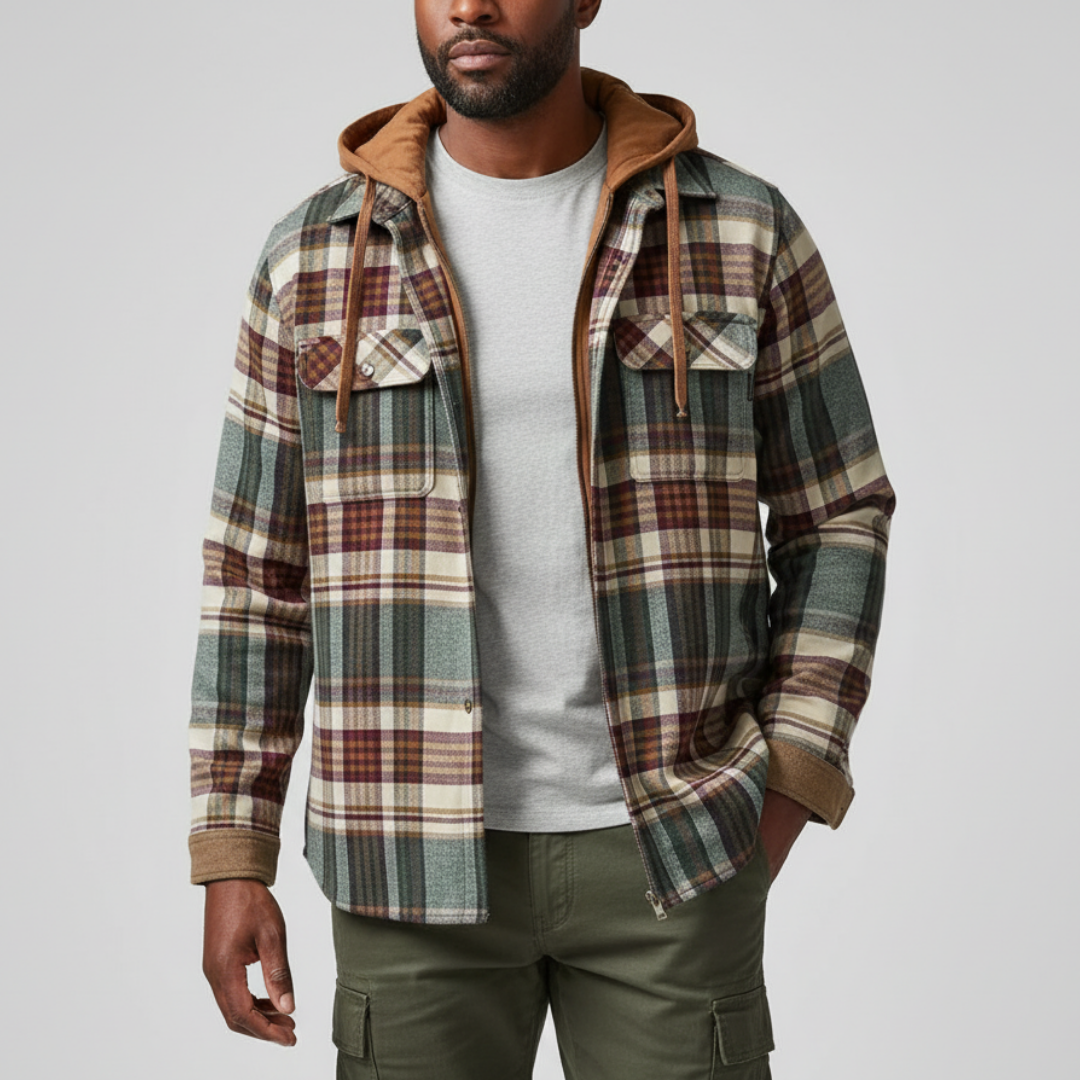 RICHARD - CHAQUETA DE CUADROS CON CAPUCHA