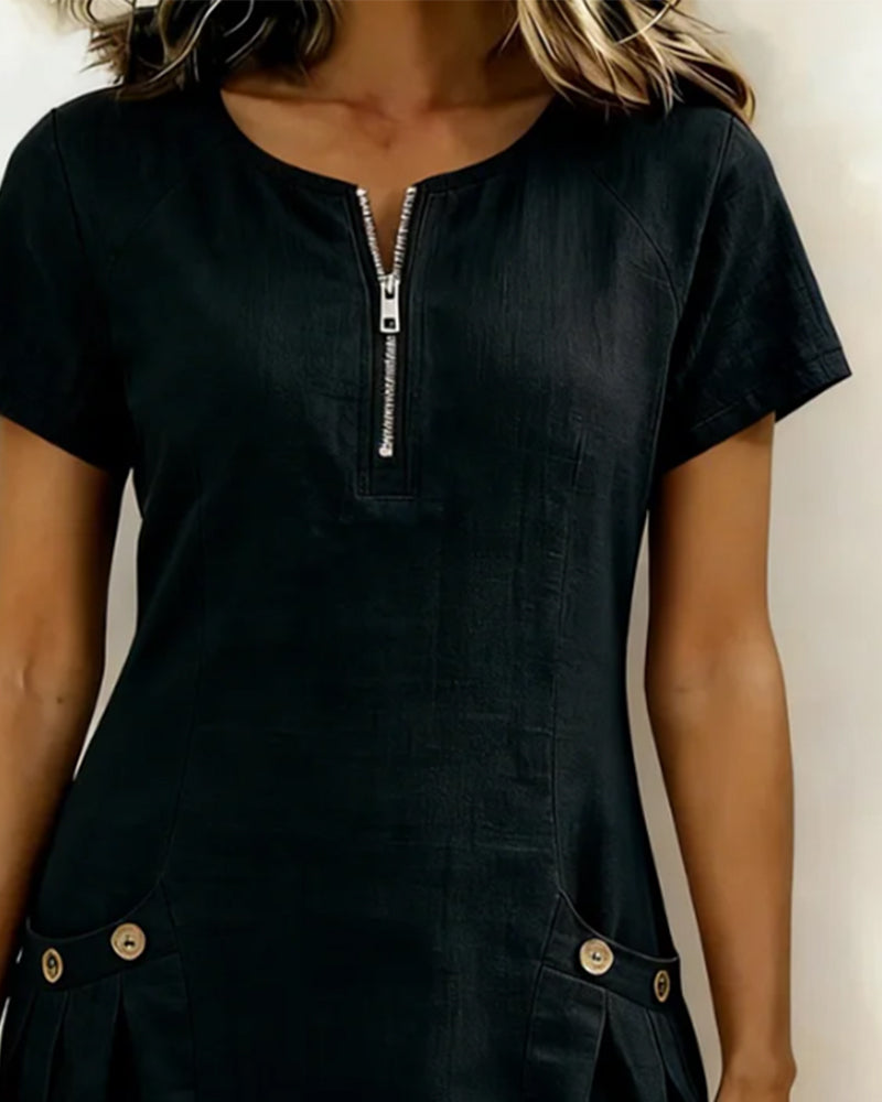 MARCHETTI - VESTIDO DE ALGODÓN CON BOLSILLO DE CREMALLERA
