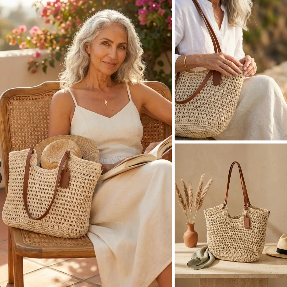 ALINA - BOLSO SHOPPER TEJIDO A CROCHET