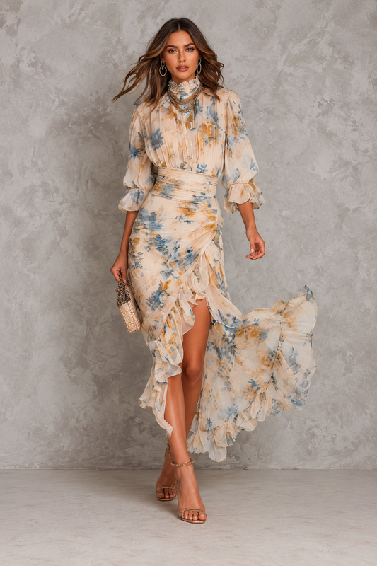 CASSIA - VESTIDO LARGO FLORAL