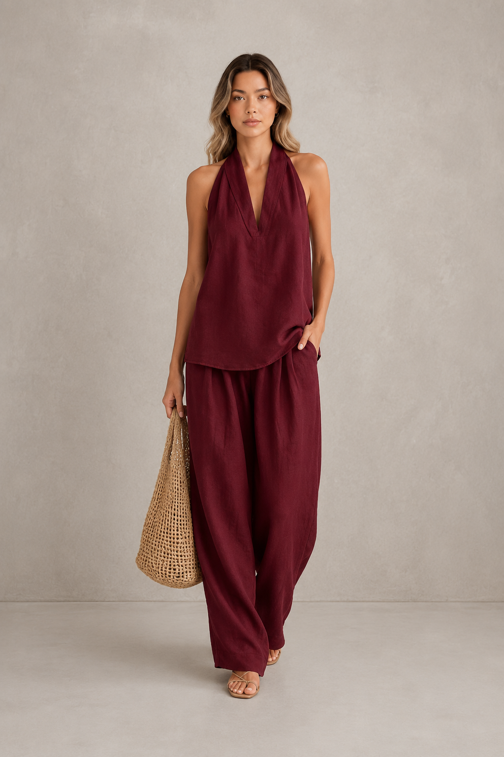 AINHOA - CONJUNTO DE DOS PIEZAS CON TEXTURA DE LINO