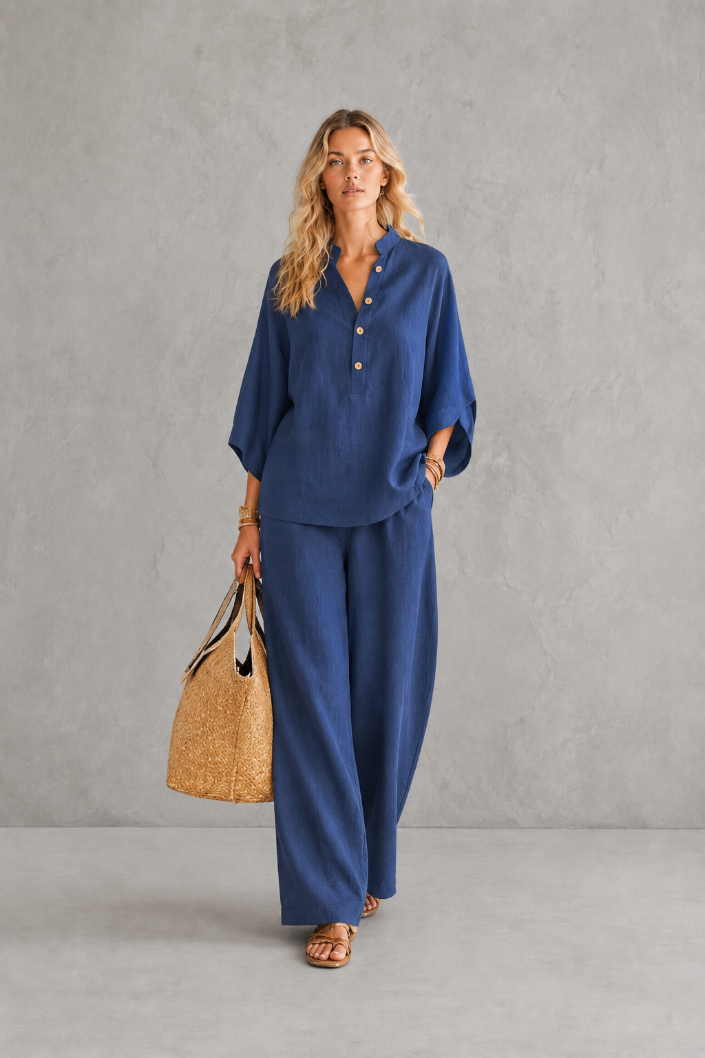 MARIBEL™ - CONJUNTO DE LINO CON MANGAS MURCIÉLAGO