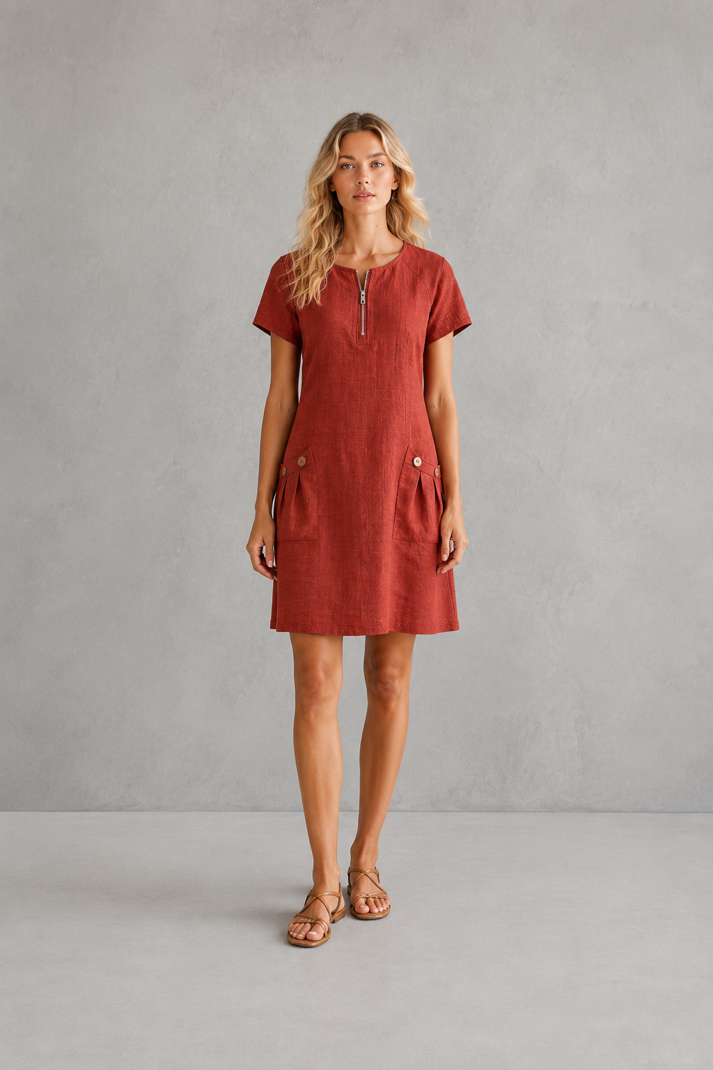 MARCHETTI - VESTIDO DE ALGODÓN CON BOLSILLO DE CREMALLERA