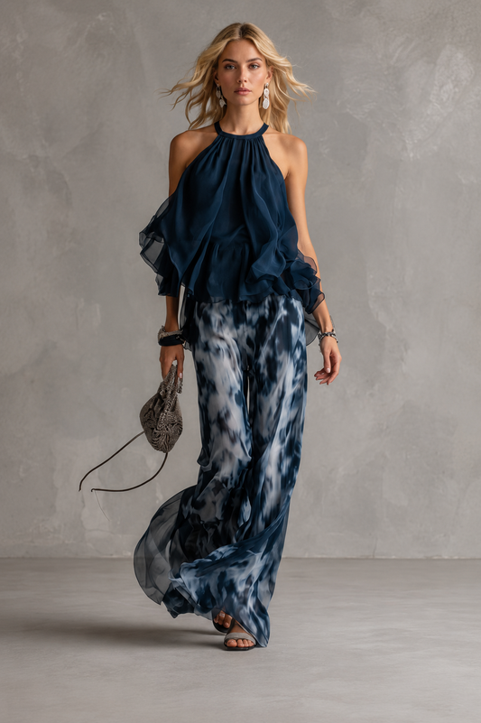 ÉLISE - CONJUNTO HALTER & PALAZZO PARA MUJER