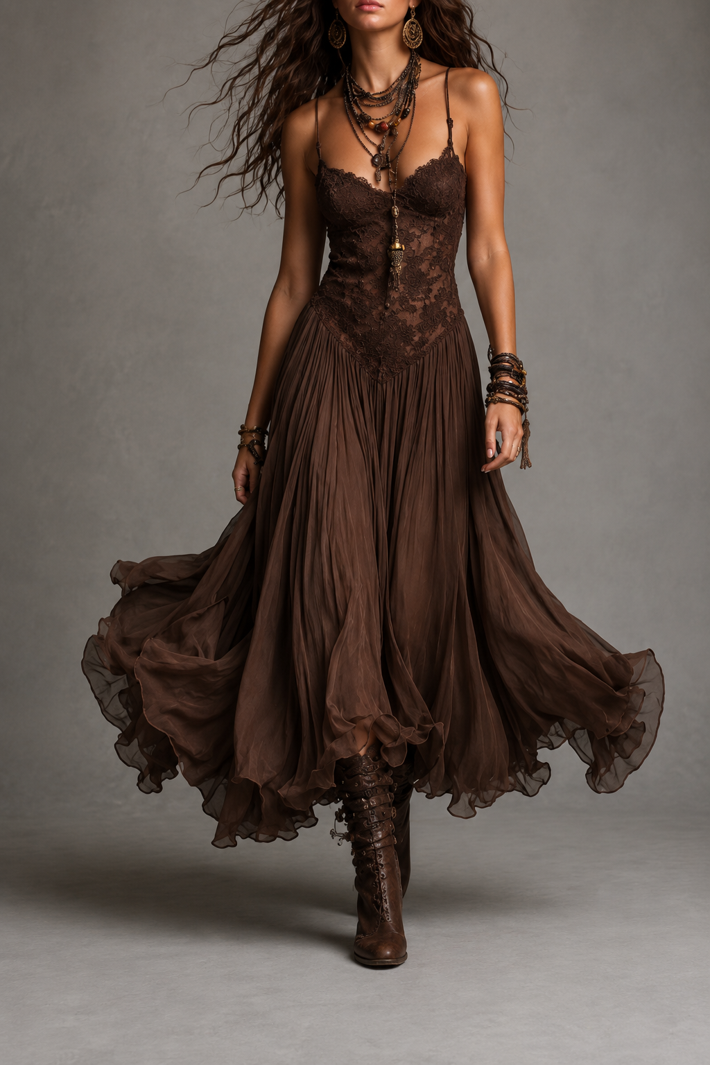 DIANA - VESTIDO LARGO DE ENCAJE