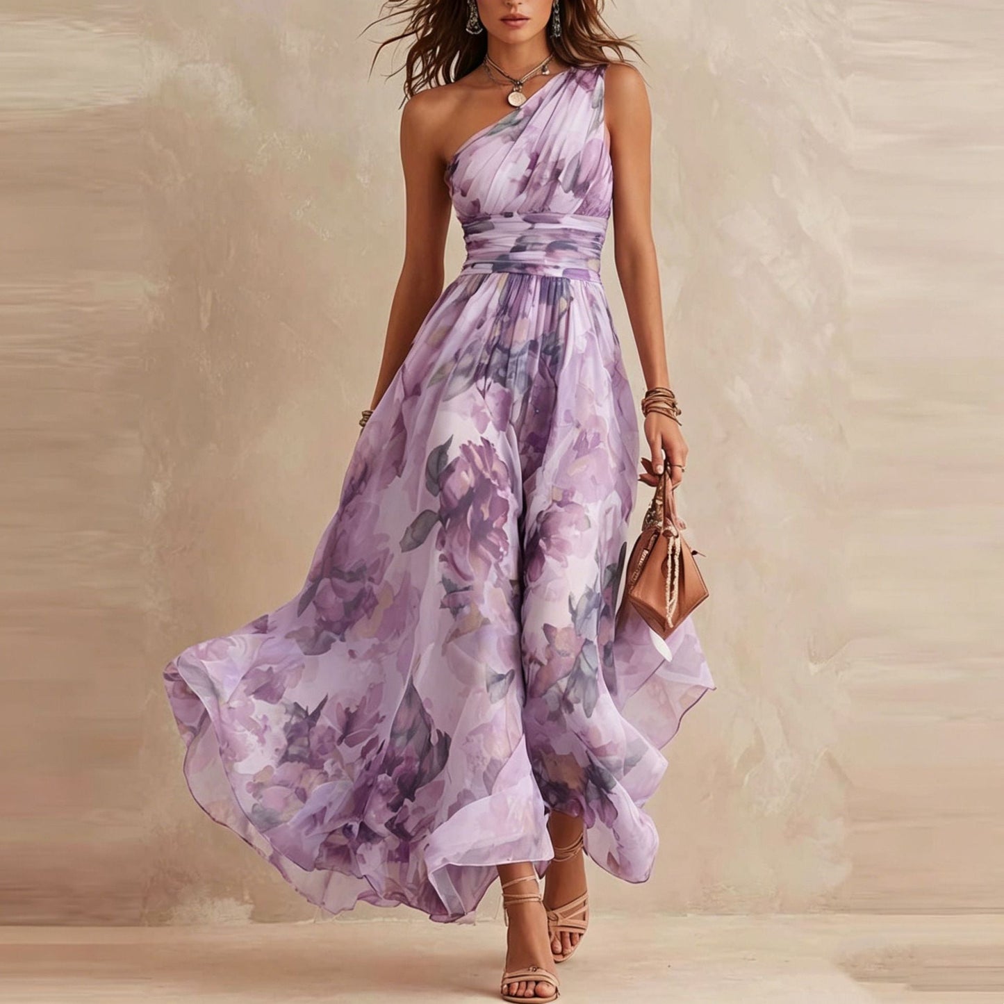 AURORA - VESTIDO FLORAL DE UN HOMBRO