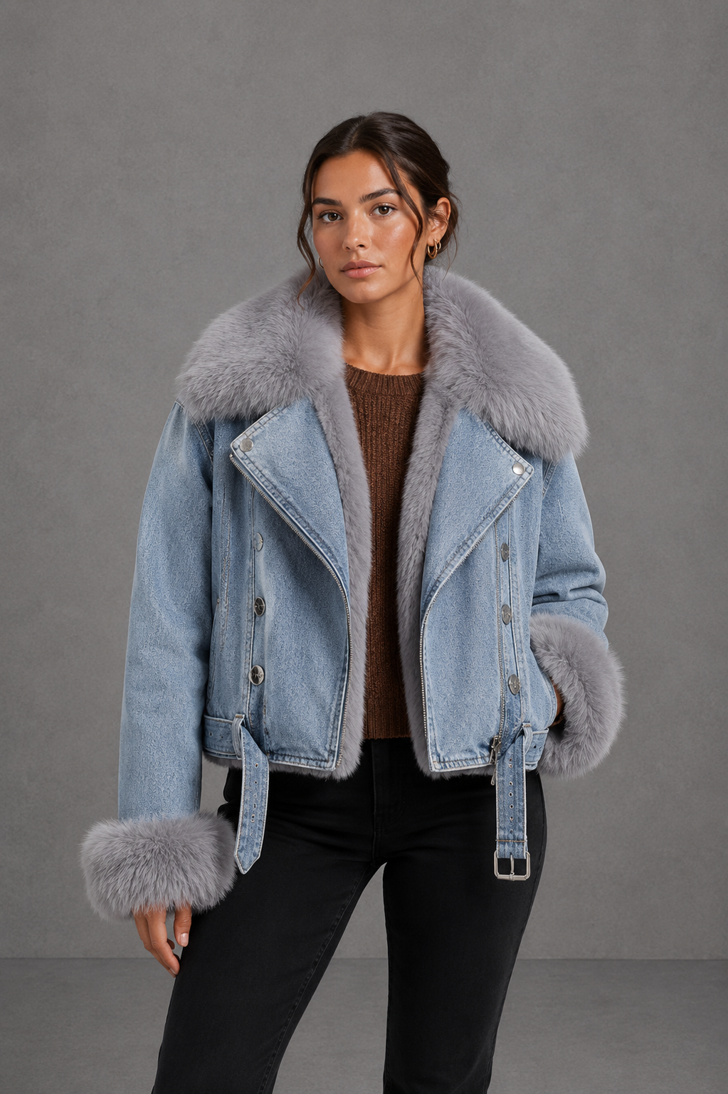 MONA - CHAQUETA DENIM CON PELO