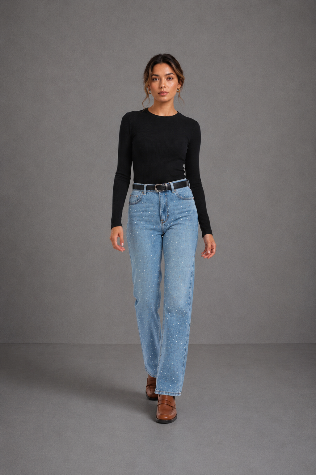 VALERIA - JEANS RECTOS CON BRILLO