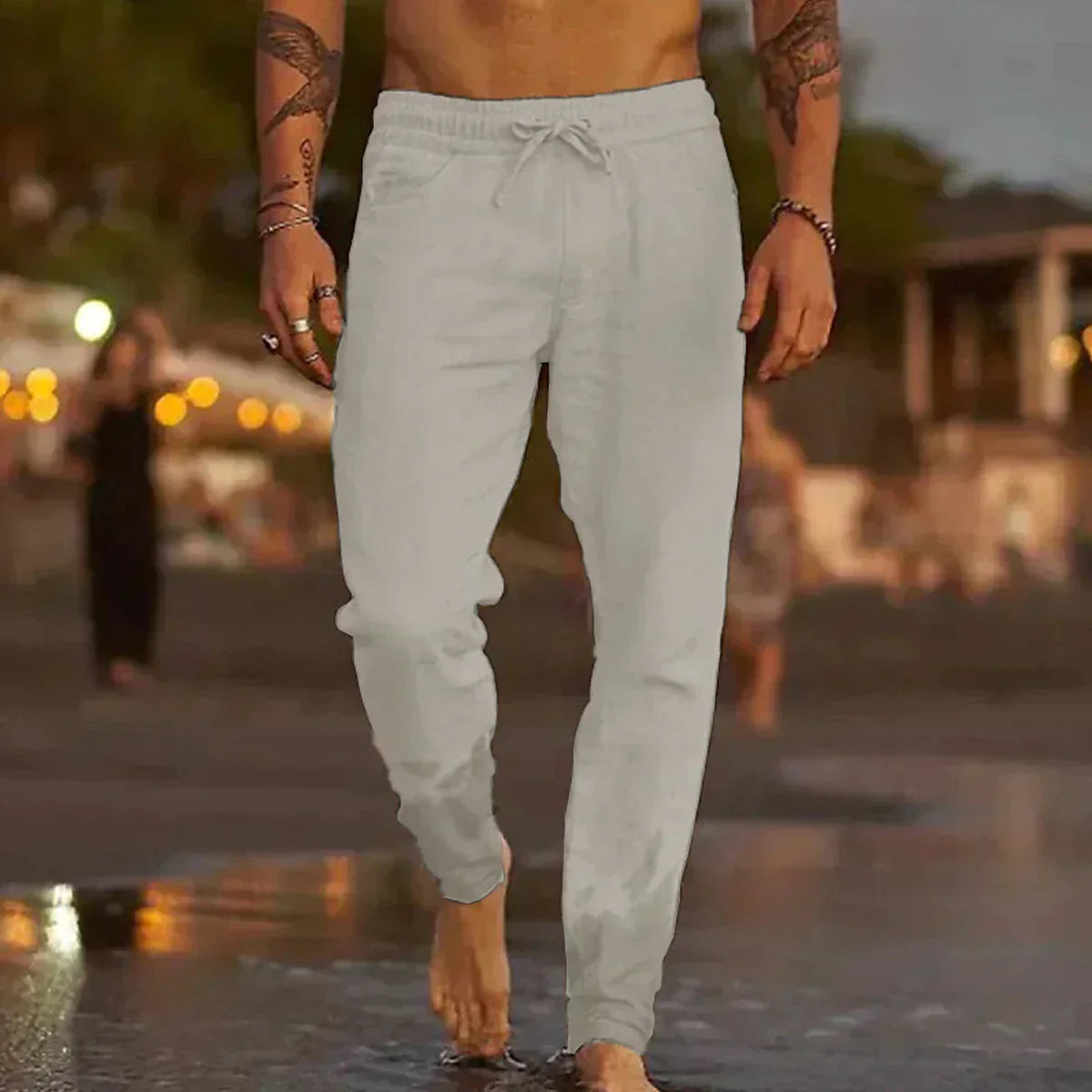 MATEO -PANTALONES DE PLAYA DE LINO