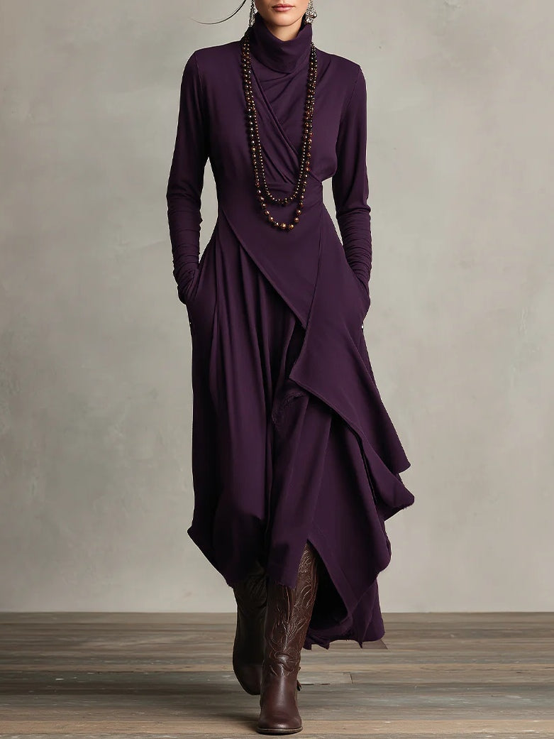 Arielle | Vestido Vintage Asimétrico con Cuello Alto