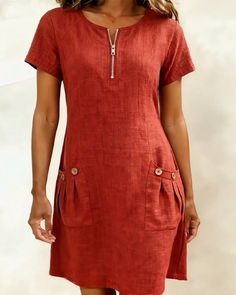 MARCHETTI - VESTIDO DE ALGODÓN CON BOLSILLO DE CREMALLERA