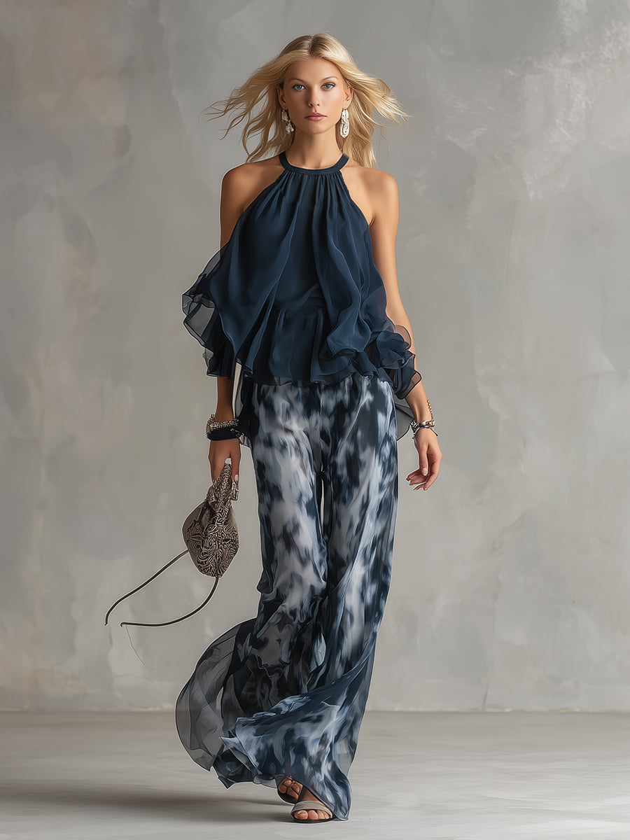Élise | Elegantes und leichtes Ensemble mit fließendem Top und weitem Hosen
