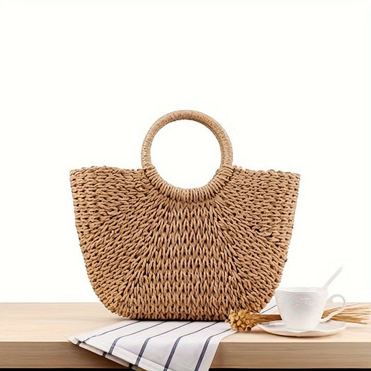 SERENELLA - BOLSO TEJIDO MEDIA LUNA DE PAJA