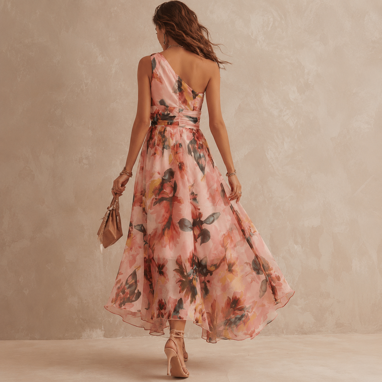 AURORA - VESTIDO FLORAL DE UN HOMBRO