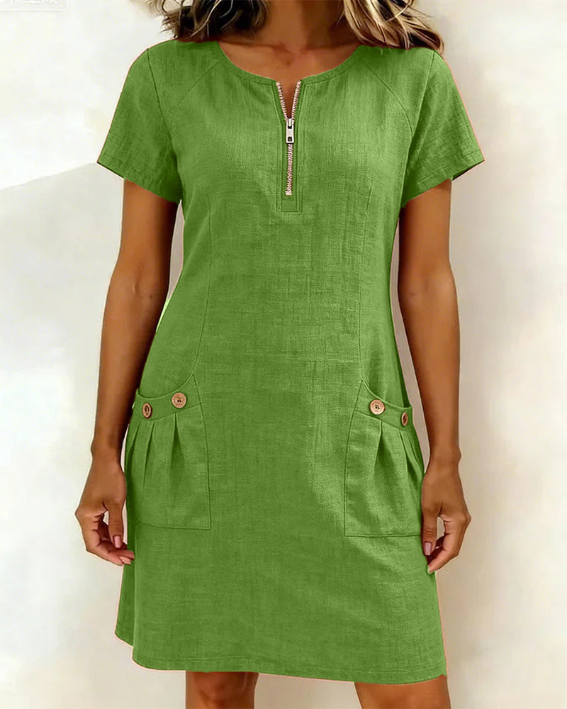 MARCHETTI - VESTIDO DE ALGODÓN CON BOLSILLO DE CREMALLERA