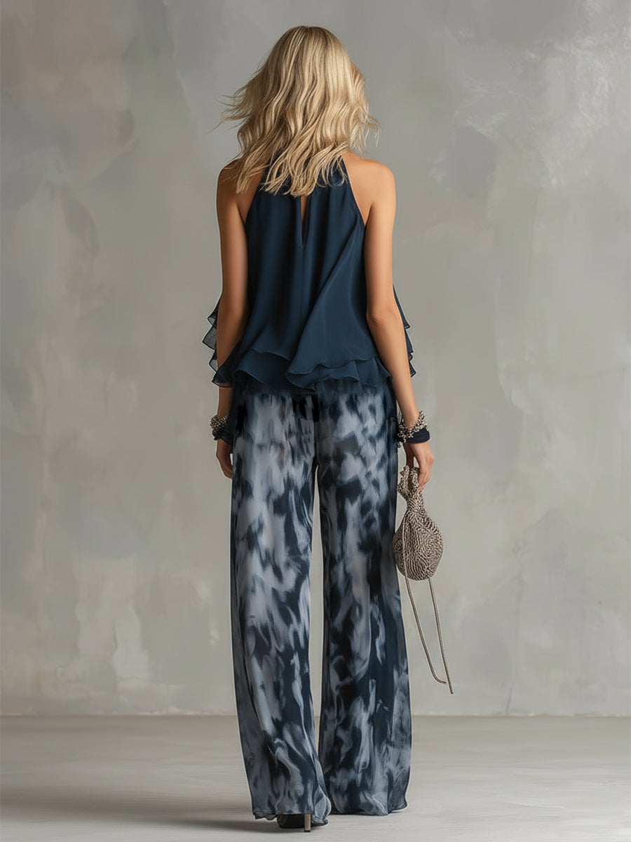 Élise | Elegantes und leichtes Ensemble mit fließendem Top und weitem Hosen