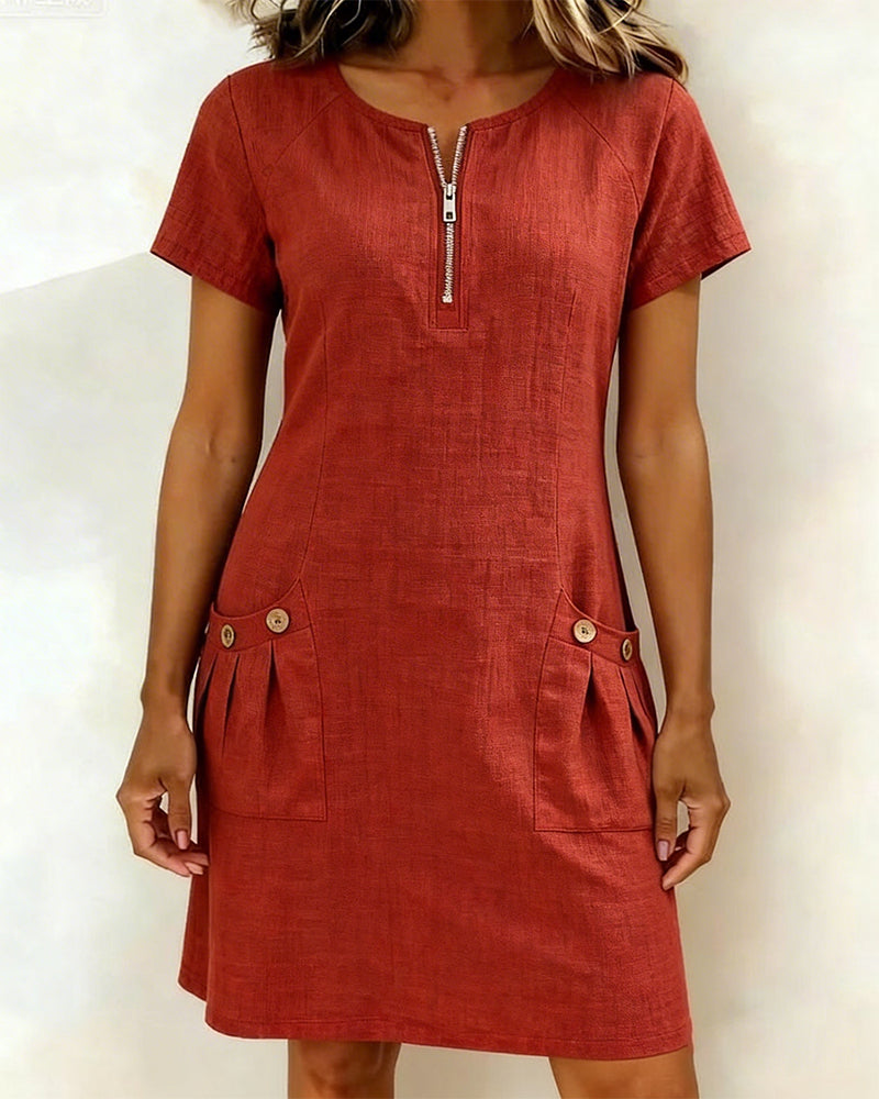 MARCHETTI - VESTIDO DE ALGODÓN CON BOLSILLO DE CREMALLERA