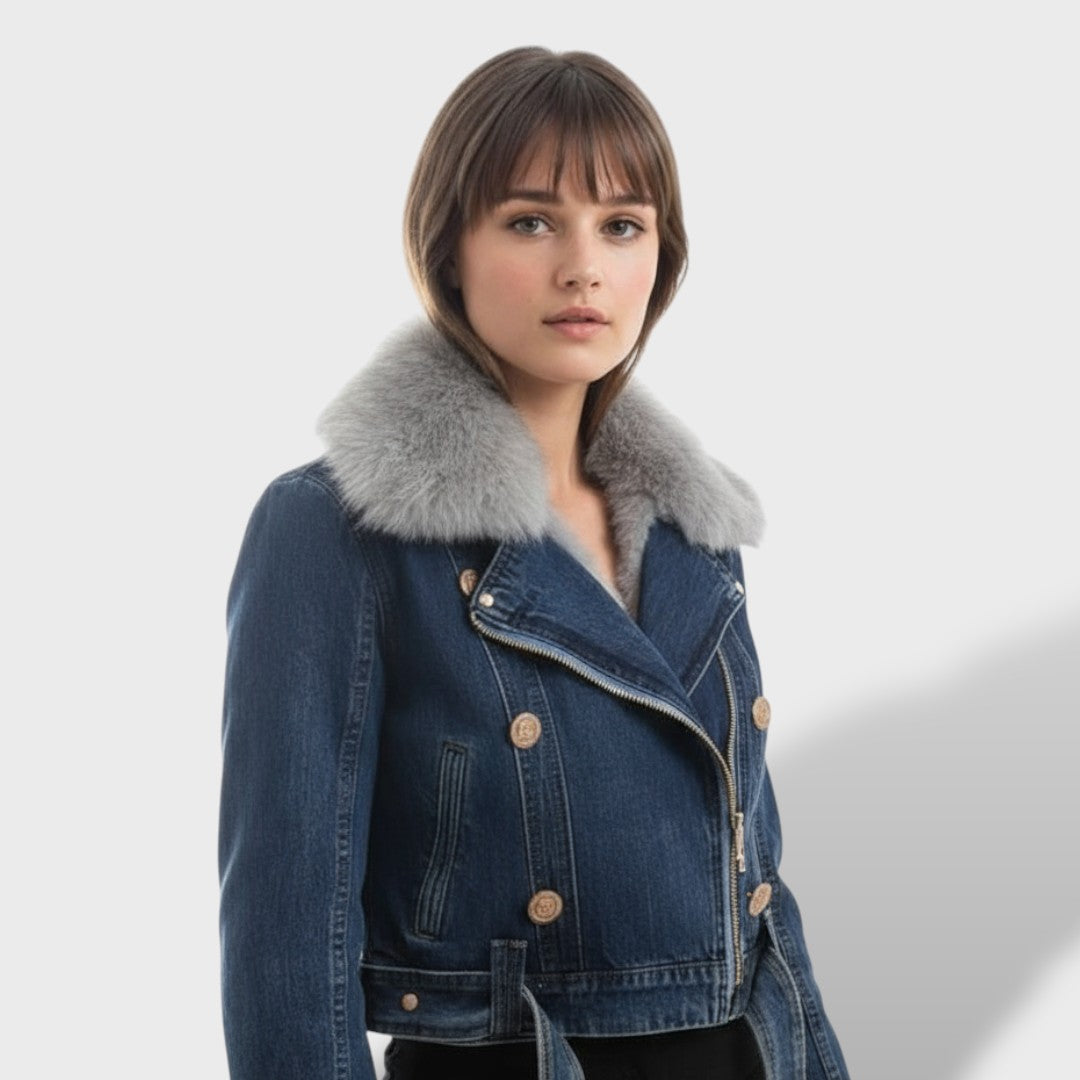 MONA - CHAQUETA DENIM CON PELO