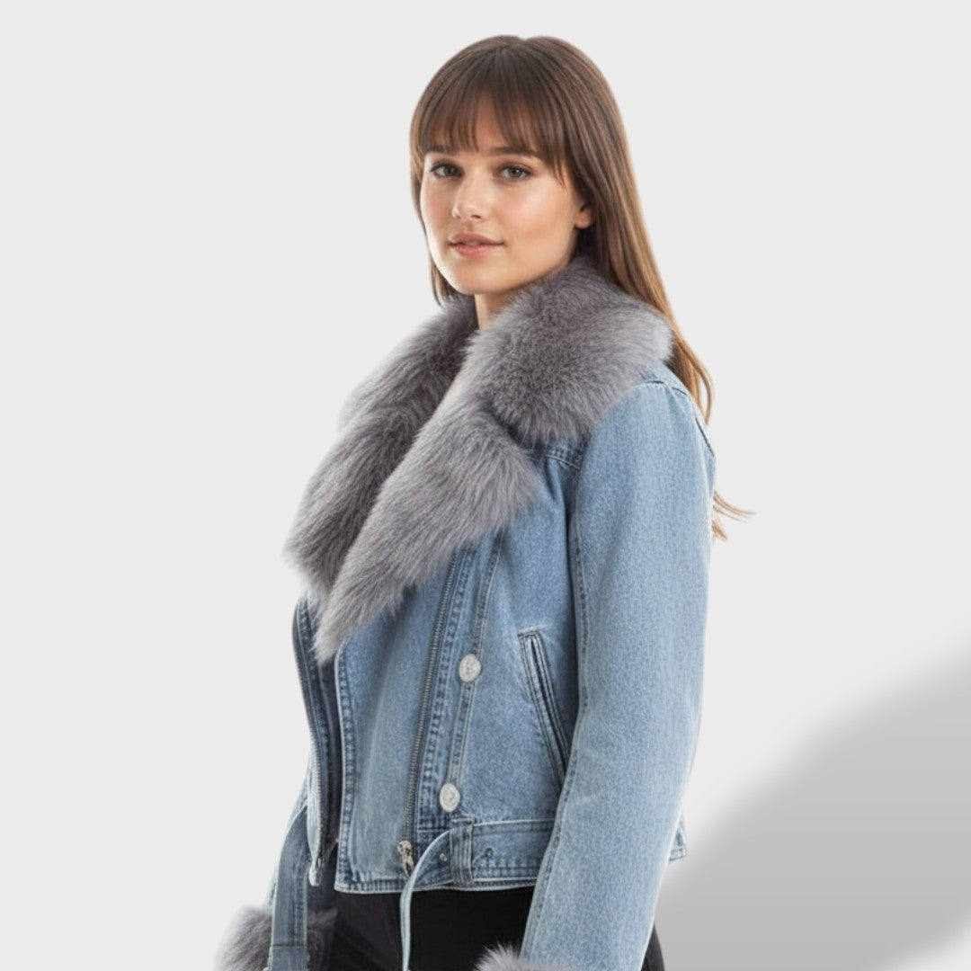 MONA - CHAQUETA DENIM CON PELO