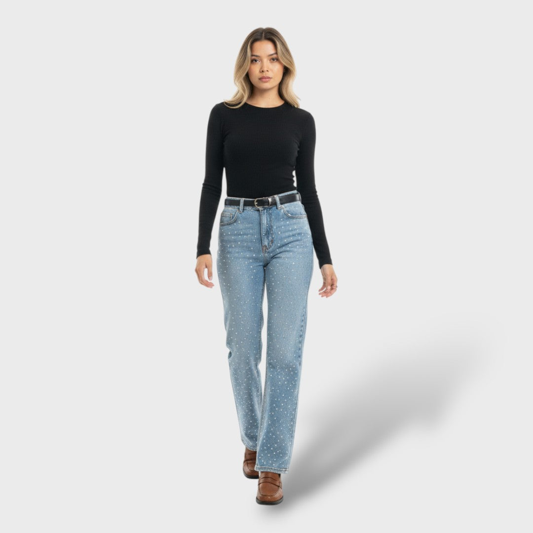 VALERIA - JEANS RECTOS CON BRILLO