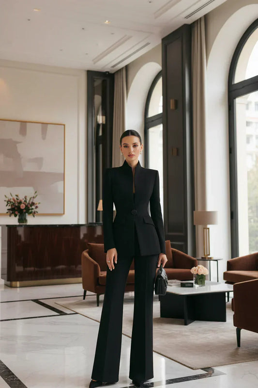GIA - CONJUNTO ELEGANTE CON BLAZER Y PANTALÓN PALAZZO